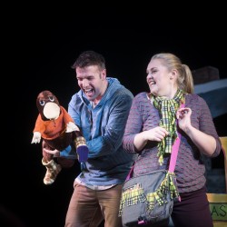 Steven Rae and Sioned Gwen Davies with Sydney the Platypus 